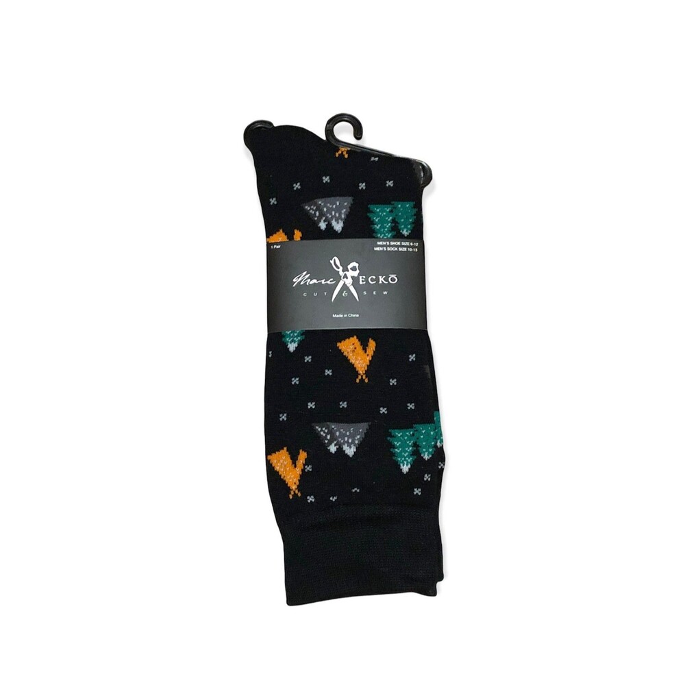 Marc Ecko Cut & Sew Mens Novelty Crew Socks Black with Trees